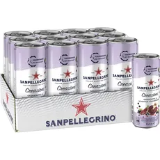 Sanpellegrino San Pellegrino Creazioni Granatapfel & Schwarze Johannisbeere Kalorienarme Limonade 33 Kalorien pro Dose 12er Pack (12 x 330ml) Einweg-Dosen