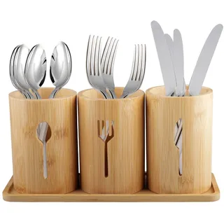 duisoad Besteckhalter Bambus, Utensilienhalter Besteckkorb für das Organisieren und Organisieren von Tabellengeschirr