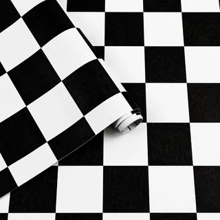 Arthome Schwarz Weiß Abziehen und Aufkleben Tapete,44cmx10m Mosaik kariert Klebefolie Modern Selbstklebende Wasserdicht Dekorative Vinyl Klebefolie für Schlafzimmer Arbeitsplatten Schrank