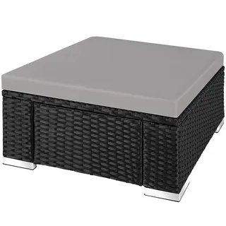 tectake Rattan-Sitzhocker Bitonto,53 x 53 x 26 cm, schwarz/grau , Schwarz, Grau , Kunststoff , 53x26x53 cm , Gartenmöbel, Gartensessel, Gartenhocker