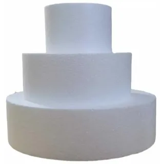 Torte mit 3 Etagen aus Polystyrol, Höhe 10 cm jede Etage (insgesamt 30 cm), Durchmesser 20,15,10 cm, Kuchen, Süßigkeiten, Marshmallows, Styroporscheiben