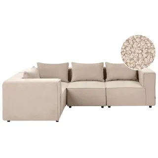 BELIANI 4-Sitzer Ecksofa Rechts Beige Bouclé Gepolstert mit Losen Rückenkissen Modular Modernes Design Modulsofa Wohnlandschaft Wohnecke Sofaecke - Beige