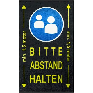 Oleanderhof Schmutzfangmatte 90 x 150 cm - Bitte Abstand halten - Fussmatte innen für Eingangsbereich von Gebäuden - Praktische Sauberlaufmatte zum Schutz vor Grippe und Erkältung - Thekenmatte