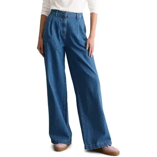 Weite Jeans MARC O'POLO DENIM "Model Tomma", Damen, Gr. 28, Länge 32, blau (medium blau), Denim/Jeans, Obermaterial: 100% Baumwolle, relaxed fit lang, Jeans Weite Jeans, High Pleated Waist, Wide Leg