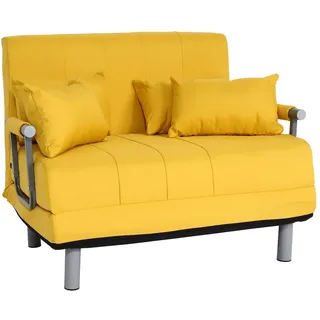 Mendler Schlafsessel HWC-K29, Klappsessel Schlafsofa Gästebett Relaxsessel, Liegefläche 186x97cm Stoff (270g/m2) ~ gelb