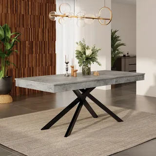 Ausziehbarer Esstisch, 140/180*80 cm, geeignet für 6-8 Personen, rechte Form, verdickte Tischplatte,Tisch für Esszimmer, Küche, Wohnzimmer, grau - Grau