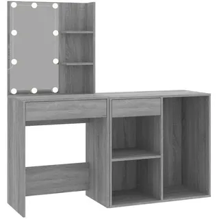 vidaXL LED-Schminktisch mit Schrank Grau Sonoma Holzwerkstoff -
