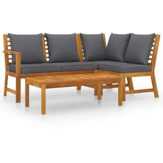 vidaXL 4-tlg. Garten-Lounge-Set mit Auflagen Massivholz Akazie