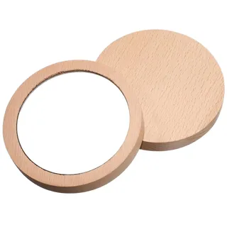 VICASKY 2 Stück Runden Spiegel aus Holz Taschenspiegel Kleinen Kompakten für Geldbörsen Runder Mini Kompakter Make-up Leicht Tragbarer Faltbarer Kosmetikspiegel FüR Damen Reise Und Alltag 2.76X2.76In