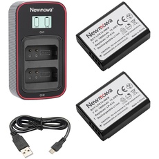 Newmowa LP-E10 Ersatzakku (2er-Pack) und Smart LCD Display Dual USB-Ladegerät für Canon LP-E10 und Canon EOS Rebel T3, T5, T6, T7, 1100D, 1200D, 2000D, 4000D, Kiss X50, Kiss X70 Digitalkamera