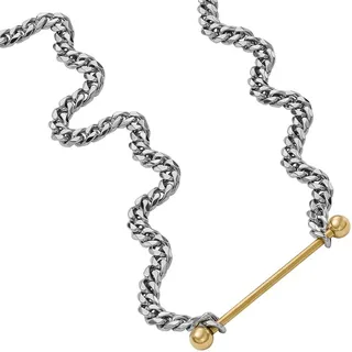 Diesel Herrenhalskette aus 2-farbigem Edelstahl mit Karabinerverschluss