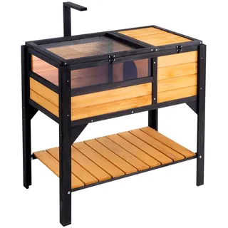 Vevor Schildkrötenhabitat, Schildkrötenhaus aus Holz für drinnen und draußen, Schildkrötengehege mit Lichtständer, Reptiliengehege Kleintierkäfig mit Standbeinen für Gecko, Eidechse, Schlange,