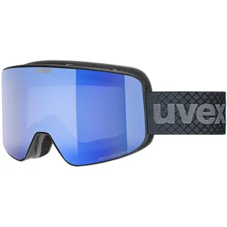 Uvex pyrit FM Skibrille für Damen und Herren - Filterkategorie 2 - vergrößertes, beschlagfreies Sichtfeld - schwarz matt dl-blau-klar S2 - one size