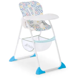 hauck Hochstuhl Sit N Fold für Kinder ab 6 Monate bis 15 kg, Klappbarer Reisehochstuhl mit Tisch, Einhändig Verstellbare Rückenlehne, Ultra Leicht, Großer Korb (Circles Multi)