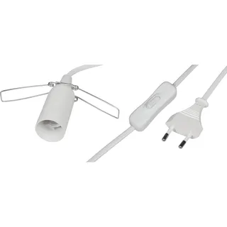 McShine - Lampenfassung | E14 mit 1,5m Kabel, Schalter und Eurostecker | die schnelle Art überall Licht zu bringen | ideal für z. B. Renovierungsarbeiten