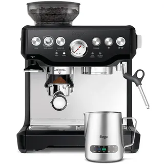 Sage - The Barista Express - Kaffeemaschine mit manuellem Milchaufschäumer & Mahlwerk - Automatisches Mahlen, individueller Milchschaum - Schwarzer Trüffel, Milchkännchen mit Temperaturregelung