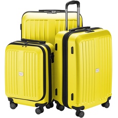 HAUPTSTADTKOFFER - X-Berg - 3er Koffer-Set Hartschalen-Koffer Koffer Trolley Rollkoffer Reisekoffer, TSA, (S, M & L) Gelb matt