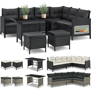 Juskys Manacor Loungeset schwarz/grau