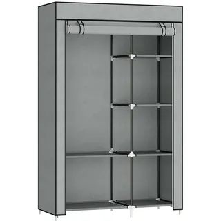 Homcom Kleiderschrank, Stoffschrank, Grau, - Metall , 43x162.5x103 cm , Schlafzimmer, Kleiderschränke, Stoffschrank