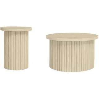 Urban Meuble Couchtisch SET – Rundes 2er-Set aus Holzoptik, Skandinavisches Design , Holzwerkstoff , 69x40.5x69 cm , Wohnzimmer, Wohnzimmertische, Couchtische