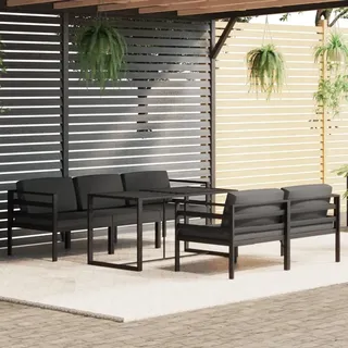 The Living Store 6-tlg. Garten-Lounge-Set mit Kissen Aluminium Anthrazit - Grau