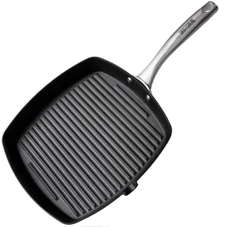 SKOTTSBERG Gusseisen Grillpfanne - 24×24 cm – vorgebrannt & PFAS‐frei, natürlich Antihaft - für Induktion, Gas, Ceran, Grill & Backofen