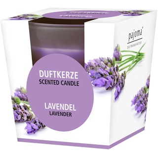 pajoma® Duftkerze, Lavendel - im satinierten Glas | 120g Wachsgewicht, Brenndauer: 25 Stunden, in edler Geschenkverpackung | Premium Qualität