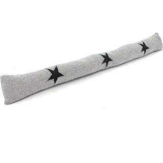 heimtexland ® Zugluftstopper Fischgrät mit Applikation bestickt Windstopper Fensterdichtung Türdichtung Landhaus Deko Kissen Typ856 Stern Grau - Grau