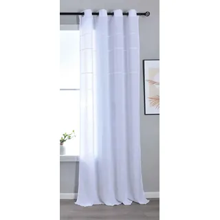 Halbtransparente Gardine mit Ösen HxB 245x145 cm Weiß »Leipzig« Kettenmuster lichtdurchlässig Elegante Struktur 202450
