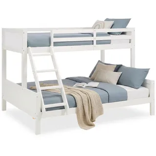 Homestyle4u Etagenbett 1898 90 x 200 cm Kiefer massiv lackiert weiß