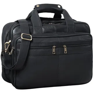 STILORD Alexander Lehrertasche Herren Leder Vintage Aktentasche Laptoptasche Bürotasche Businesstasche groß XXL Umhängetasche mit Dreifachtrenner Echtleder Farbe:schwarz