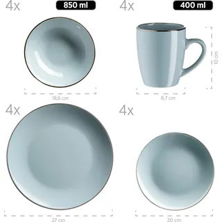 Mäser Metallic Rim Kombiservice 16-tlg. mintgrün
