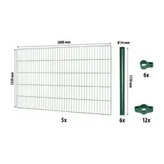 Einstabmattenzaun-Set Classic Grün 125 cm x 1000 cm