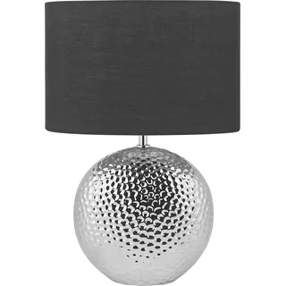 BELIANI Tischlampe Silber Keramik 51 cm Stoffschirm Schwarz Trommelform Kugelfuß Kabel mit Schalter Modern Glamourös für Schlafzimmer Wohnzimmer Flur - Schwarz