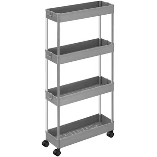 Servierwagen , Grau , Metall, Kunststoff , 42x86x14.4 cm , Esszimmer, Barmöbel, Barwagen