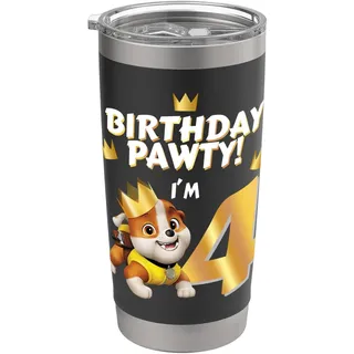 Offizielles Paw Patrol Rubble Birthday Pawty I'm 4 Party Doppelwandiger Edelstahl-Thermobecher