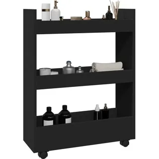 BEI CLORIS Aufbewahrungswagen Schmal 3 Etagen Schwarz Holzwerkstoff - Servierwagen Neu1900619 1parcel - Schwarz