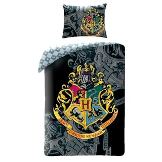 Harry Potter Hogwarts Wappen Kinderbettwäsche-Set - Grau