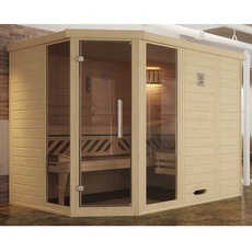 Bild von Design-Sauna Kemi Eck 2 mit Glastür und Wohlfühl-Paket