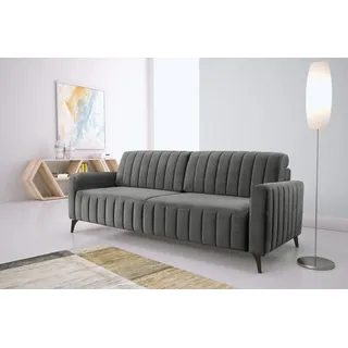exxpo - sofa fashion Schlafcouch Mikrovelours 3-Sitzer Grau