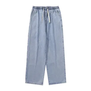 Generisch Baggy Jeans Herren Große Größen Männer Leicht Jeanshose Streetwear Stretch Y2K Skater Pants Jeans Lange Coole Breite Baggy-Jeans Baggy Hose Blau M-5XL