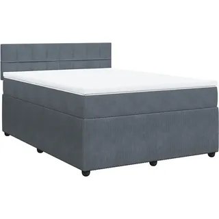 vidaXL Boxspringbett mit Matratze Dunkelgrau 140x190 cm Samt - Grau