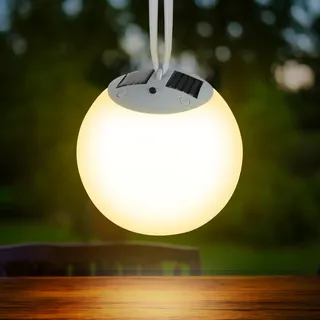 Spetebo Premium Solar LED Hängeleuchte - 20 cm - Kugelleuchte zum Hängen | mit 4 LED in warm weiß - Garten Balkon Terrasse Deko Kugel Lampe Beleuchtung