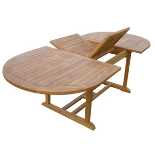 Teak Tisch Gartentisch Garten ausziehbar Esstisch Teakmöbel Holztisch oval 210cm - Naturbelassen