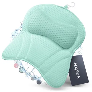 Vesta+ Badewannenkissen Mint L mit Saugnäpfen, Badekissen Testsieger als Badewannenkissen Nacken – Nackenkissen Badewanne, Badewannen Kissen – Duschkissen Badewanne