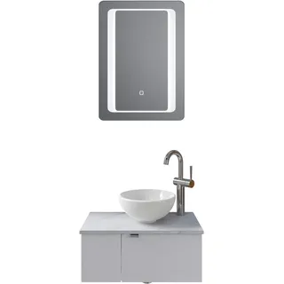 Saphir Badmöbel-Set "Serie 6915" 4 Stk. tlg., schneeweiß glanz, marmor weiß