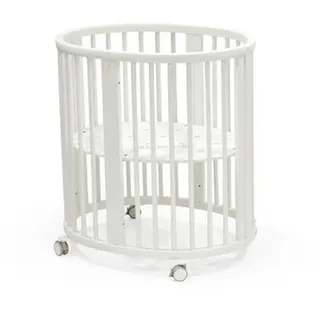 Stokke Gitterbett , Weiß , Holz , Buche , massiv , 87x67x82 cm , Fsc , zum Juniorbett umbaubar, höhenverstellbar, Lattenrost inklusive , Babymöbel & Kindermöbel, Babyzimmer, Babybetten, Gitterbetten