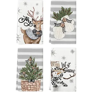 Artoid Mode Rentier Schneemann Handschuhe Weihnachten Küchentücher Geschirrtücher, 42x65 cm Saisonale Holly Xmas Winter Dekoration Handtücher 4er Set