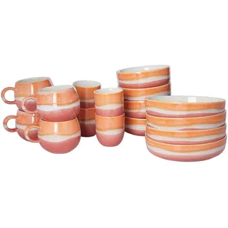 Butlers Geschirrset 16-tlg. Medley 4 Personen , Orange , Keramik , 1x1x1 cm , Geschirr, Geschirrsets
