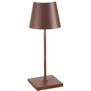 Zafferano, Poldina Pro Mini Lampe, Kabellose, Wiederaufladbare Tischlampe mit Touch Control, Auch für den Außenbereich Geeignet, Dimmer, 2200-3000 K, Höhe 30 cm, Farbe Corten